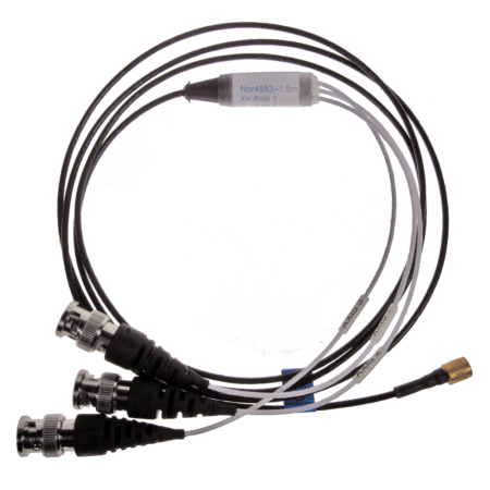 Norsonic Nor4553 1.5 meters adapter cable from 4 pin MicroCom to 3x BNC adapter.